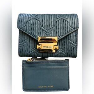 Michael Kors Whitney Small Quilted Leather Wallet & Slim Card Case Set